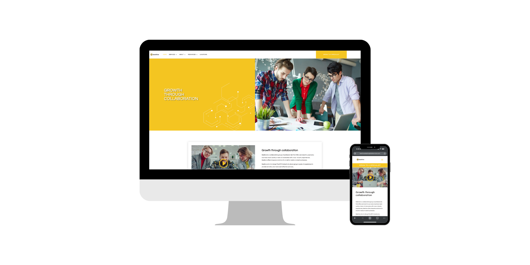 Responsive website design for Beehive shown on desktop and mobile screens, showcasing Create MNL’s professional website development services.